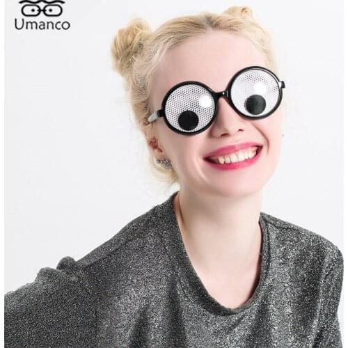 2021 Creative Funny Glasses for Women Men Kids Black Round Eyeball Sunglasses Personality Gift Birthday Party Eyewear PC Frame