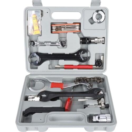 23pcs Multiful Bicycle Repair Tools Kit Portable Bike Repair Tool Box Set Hex Key Wrench Remover Crank Puller Chain Cutter Tool