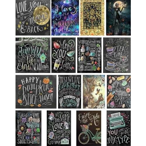 5D Diamond Painting Creative Text Album Poster Mosaic Wall Art Diamond Embroidery Poster Cross Stitch Kit Home Decoration Gift