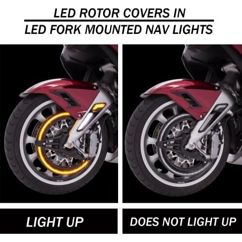 For Honda GL1800 Goldwing 1800 F6B Chrome Accessories 2018-2021 Motorcycle Brake Disc Rotor Covers With Yellow LED Ring Light