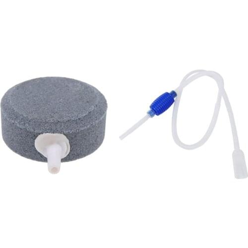Fish Tank Siphon Vacuum Water Pump Gravel & 4cm Air Bubble Stone Aerator Aquarium Fish Tank Pump Hydroponic Oxygen Plate