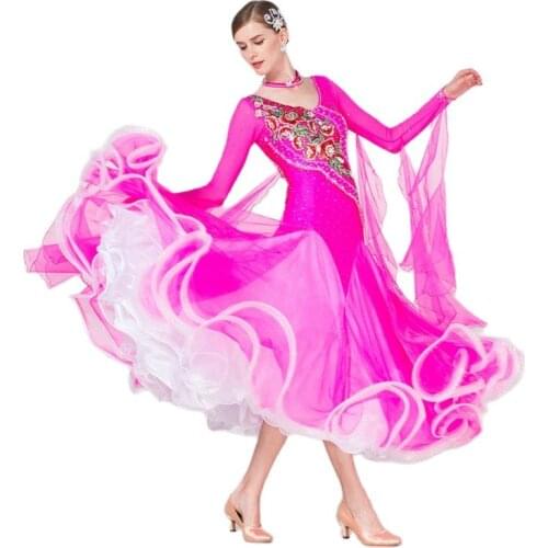 B-1702 New ballroom dance dresses competition women, Custom modern ballroom dancing competition long dress for woman