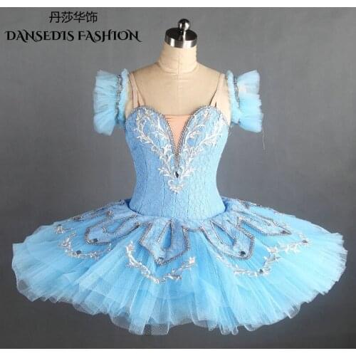 Pale Blue Classical Pancake Ballet Tutu Dress,Female Professional Stage Costumes,Girls Ballerina Concert Competition Dance Tutu