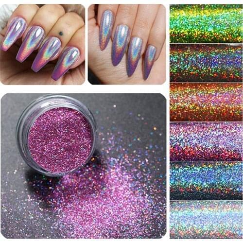 0.3g Nails Holographi Dip Glitter Powder Mirror Polishing Chrome Pigments Nail Art Decorations Laser Dazzling Dust