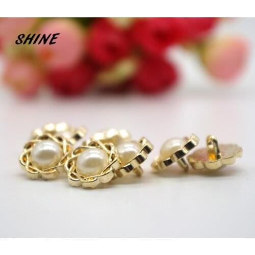 SHINE 2PCs Metal Sewing Buttons Scrapbooking Round Single Hole imitation pearl 14mm Dia. Costura Botones Decorate D133BC9