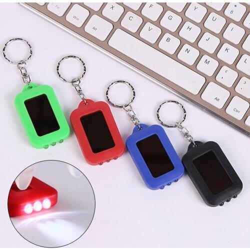 Flashlight keychain 3 LED multi-color excellent performance ABS portable keychain solar flashlight caving light creative gifts