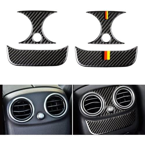 Real Carbon Fiber Center Console Rear Air Condition Air Vent Outlet Cover Trim For Mercedes Benz C Class W205 C180 C200 C300 GLC
