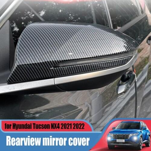 For Hyundai Tucson 2021 2022 Chrome-plated carbon fiber decorative appearance ABS rearview mirror protective shell