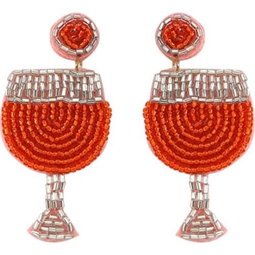 Dvacaman Orange Champagne Cocktail Earrings Bohemian Statement Beaded Earrings for Women Summer Party Beach Travel Jewelry Trend