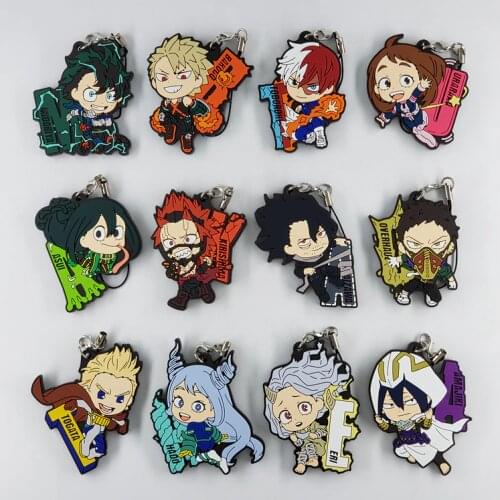 My Hero Academia Japanese anime figure bakugo katsuki OCHACO URARAKA Todoroki Shoto Rubber mobile phone charms/keychain/strap