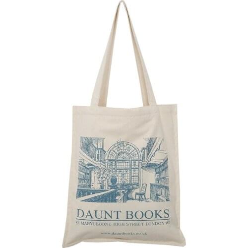 Women Canvas Shoulder Bag London Daunt Books Daily Shopping Bags Students Book Bag Cotton Cloth Handbags Large Tote For Girls