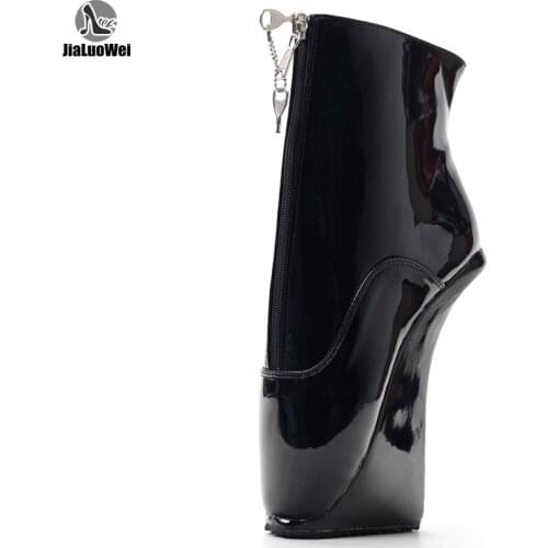 JIALUOWEI Super sexy extreme lockable zipper ballet wedge boots Size 36-46