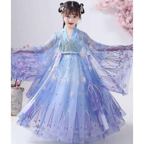 Chinese Jacket Girl Folk Dance Outfit Performance Chinese Costume Kids Children Fairies Tang Dynasty New Year Clothes for Girls