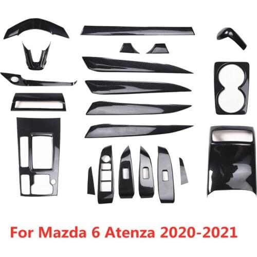 21pcs set Car Interior Styling Moulding Trim Window Control Gear Door Panel Cover for Mazda 6 Atenza 2020 2021 Carbon Printed
