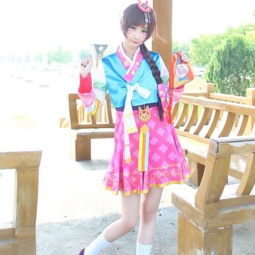 OW The Famous Game D.VA Cosplay Costume New Spring Skin Uniform Cosplay Costume+Headwear+bag 11