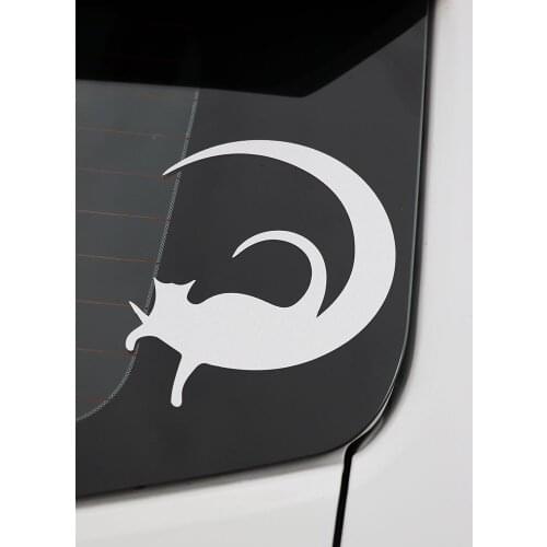 ZTTZDY 14.3*18CM On the moon Cat Car Sticker Creative Vinyl Decal Black/Silver ZJ4-0116