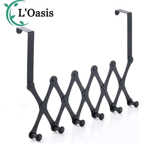 Hook Behind The Door Rack,Clothes/Hats, Bedroom Coat Hooks, Row Hooks/ Hangers, Wall Hanging On The Door, Telescopic Free Punch