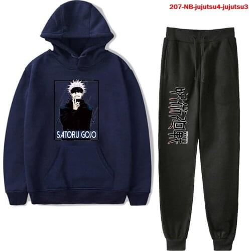 Hot Jujutsu Kaisen Hoodie Unisex Tracksuit 2 Pieces Set Long Sleeve Women Mens Hoodies+Sweatpants Japanese Anime Clothes New