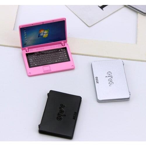1:12 Dollhouse Miniature Alloy Fashion Crafts Dollhouse Decoration Diy Accessories Cute Simulation Mini Laptop Computer DIY Mini