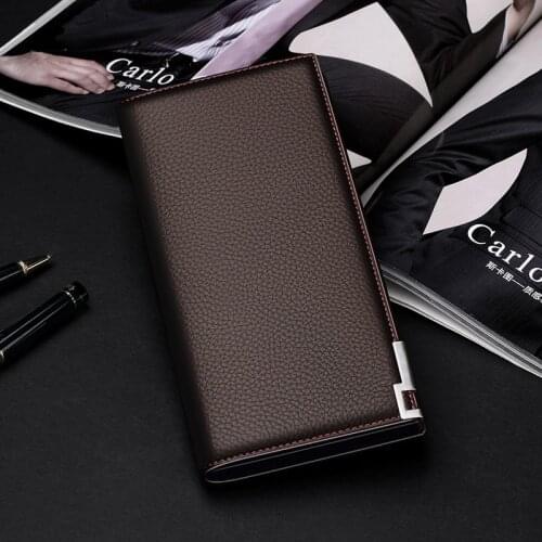 Leather Mens wallet high end long hand bag fashion large capacity brand card holder multi function mobile phone Purse