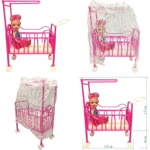 NK One Set Doll Accessories Baby Bed Super Cute Bed For Small Kelly Dolls For Barbie Dolls Girls Gift Favorite Design Toys DZ