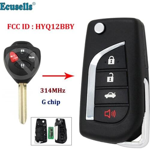 Upgraded 4 button Flip Remote key for Toyota Camry RAV4 2007-2011 314MHZ with G chip FCC ID: HYQ12BBY