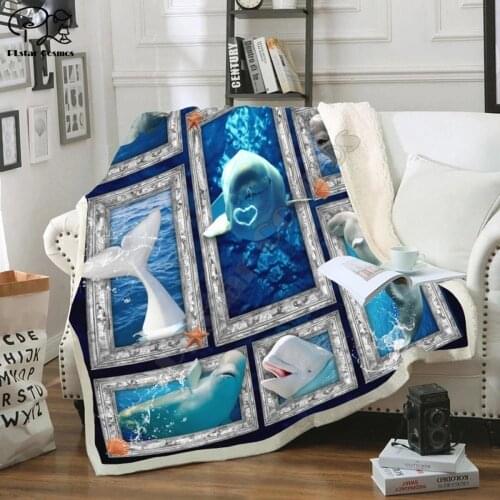 Beluga Whale Sea Turtles Blanket 3D full printed Wearable Blanket Adults/kids Fleece Blanket drop shippng style-2