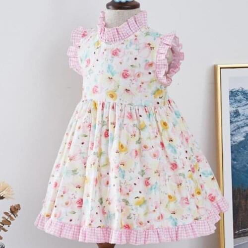 Baby girl summer vintage small fresh floral dress kids casual birthday party princess printed dress