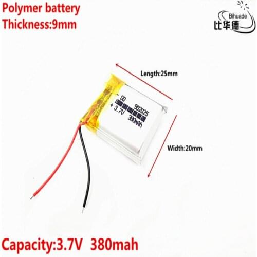 Good Qulity 3.7V,380mAH 902025 Polymer lithium ion / Li-ion battery for tablet pc BANK,GPS,mp3,mp4