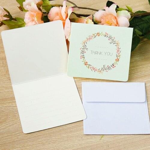 20sets Thank you Greeting Card DIY Gift Card For Weeding Birthday Business Invitation Holiday Wishes Rectangle Garland Card