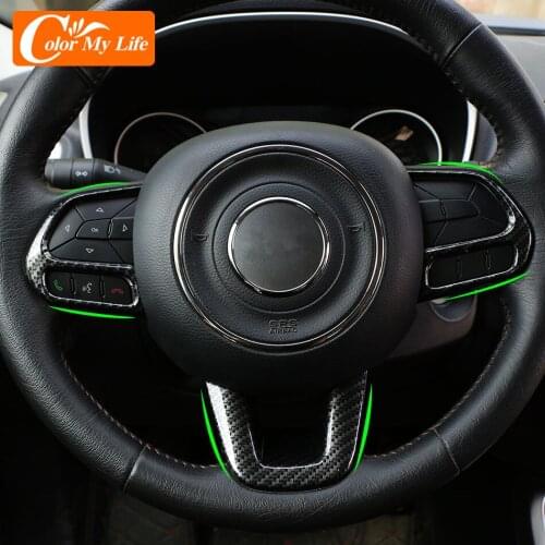 Car Steering Wheel Button Frame Dcoration Sticker Trim for Jeep Compass 2017-2020 Renegade 2015 - 2020 Interior Accessories