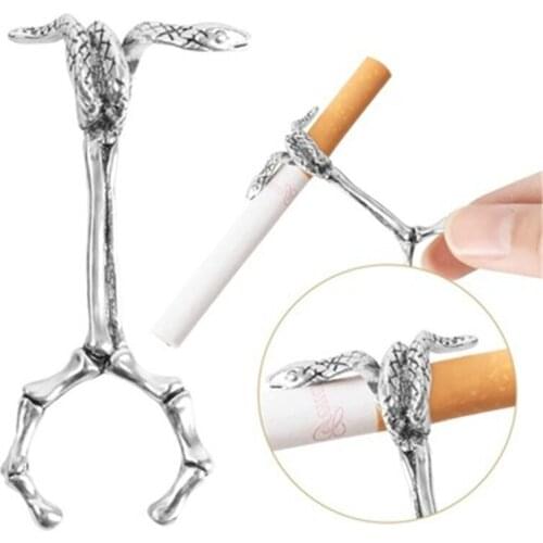 New Design Hand Bone Smoking Ring Cigarette Holder Thick Smoke Cigarette Holder Holder Skull Pattern Cigarette Adjustable Ring