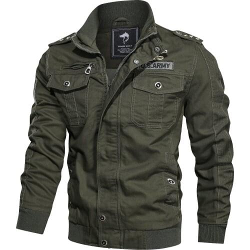 Shanghai Story Mens Cotton Jackets Military Cargo US Army Jackets with Multi Pockets Working Coats