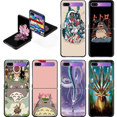 Studio Ghibli Spirited Totoro Phone Case For Samsung Galaxy Z Flip 3 5G Z Flip3 Cover SmartPhone Hard PC Coque Fundas Capa