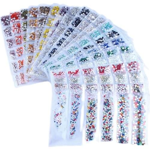 1 Sheet(6 grid) Nail Flat-back Rhinestone Crystal Mix-Size SS3-SS10 Crystal Hemispherical Nail Tips Crystal Accessory Decoration