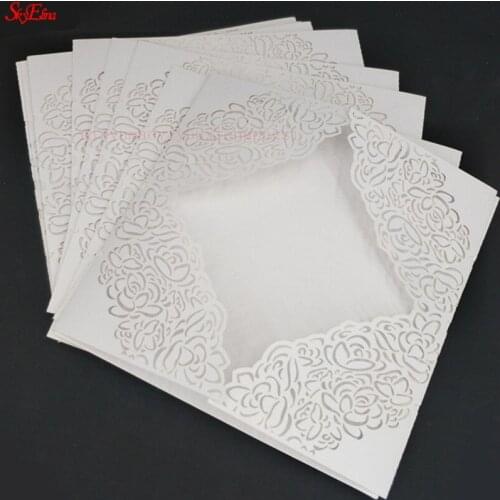 10Pcs Laser Cut Invitation Card Carved Pattern Wedding Invitations Card Romantic & Sweet Chinese Paper Cards 7Z-SH201