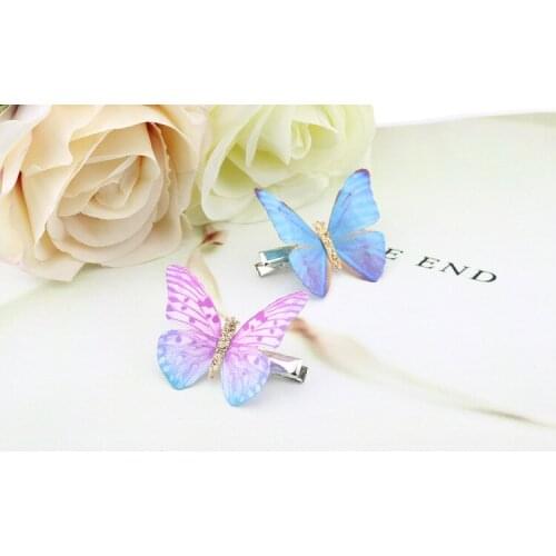 100 Pcs/lot Fairy Butterfly Wig Clip Forest Party Boy Barrette Lovely Topic Party Animal Girl Flying Butterfly Hairpin