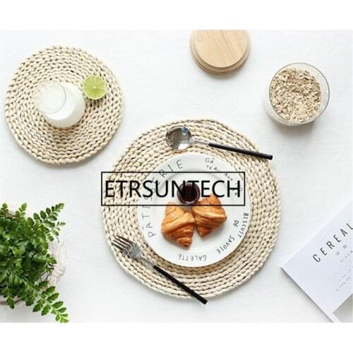 100pcs Handmade Corn Braided Table Mat Non-slip Round Tea Coffee Cup Coasters Drinks Cushion Kitchen Accessories