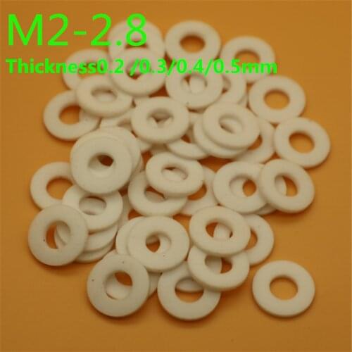 100pcs M2-M2.8 Poly tetra fluoroethylene washer high temperature M2 PTFE washer gasket 0.2/0.3/0.4/0.5/0.6/0.8/1mm thickness