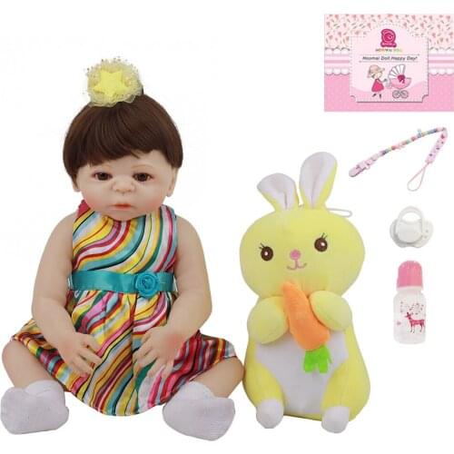 18'' Newest Fashion Baby Cute Doll Toy Full Silicone Body Fantasy Bebe Reborn Realista Wholesale Kids Childrens Day Gifts 48 CM