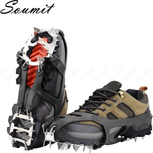 18 Teeth Anti-Skid Ice Gripper Spike for Shoes Winter Climbing Anti-Slip Snow Spikes Grips Cleats Over Shoe Covers Crampons Tool