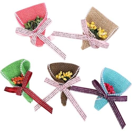 2pcs Color Decorative Linen Flower Creative Handmade Crafts Diy Clothing Shoes Hats Home Accessories Gifts Burlap Jute Cloth