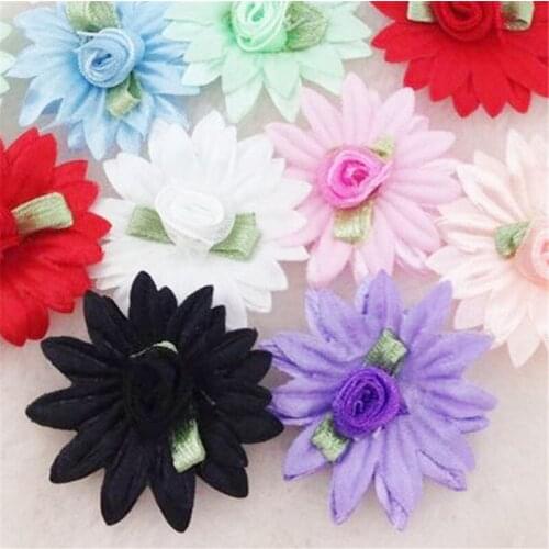 40pcs Ribbon Daisy W/rose wedding/Appliques/Craft/Girl Lots mix U Pick E175