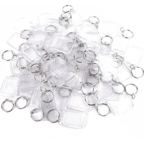 50Pcs Acrylic Photo Keychain Custom Frames Insert Clear Blank DIY Picture Frames