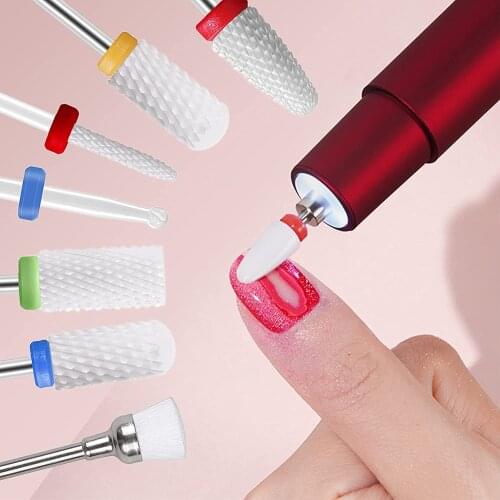 7 Pcs Combined Mixing Ceramic Milling Cutters For Manicure Removing Gel Varnish Nail Drill Bit Kits