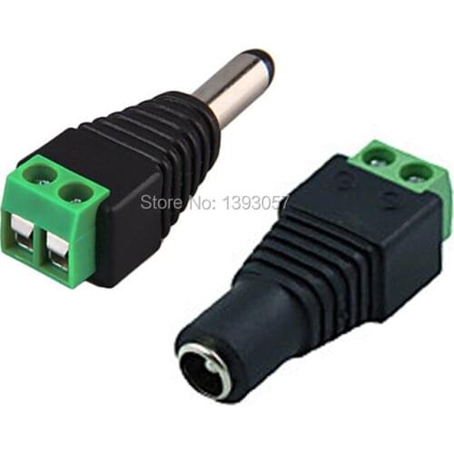 5 Set 5.5mm x 2.1mm Female Male DC Power Plug Adapter for 5050 3528 5060 Single Color LED Strip and CCTV Cameras