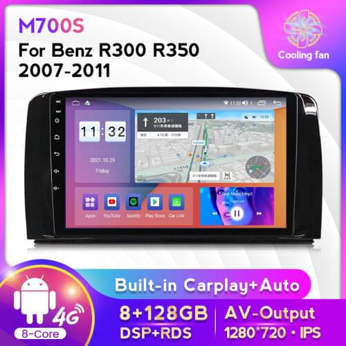 IPS Android 10 6+128G Car Radio Multimedia Player For Mercedes Benz R Class W251 R280 R300 R320 2005 - 2013 Carplay BT 4G Lte