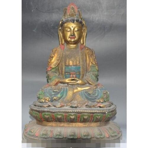 Free shipping S00671 18" old china buddhism bronze Kwan-Yin GuanYin goddess buddha Bodhisattva statue