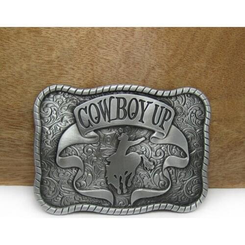BuckleClub wholesale retro COWBOY up belt buckle western cowboy jeans belt buckle FP-02961 pewter finish 4cm width loop