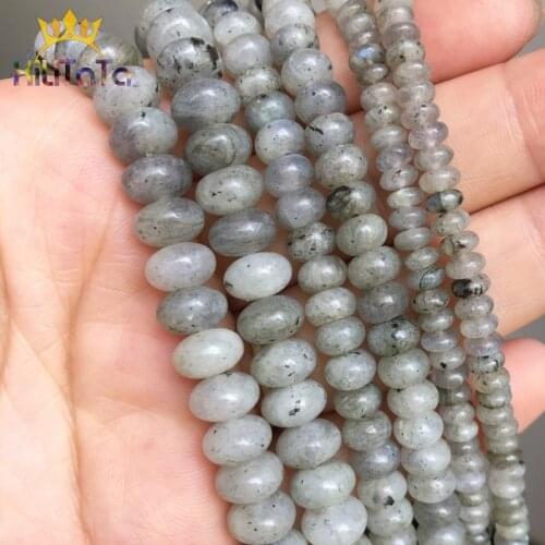 Natural Grey Labradorite Rondelle Stone Beads Round Loose Spacer Beads For Jewelry Making Bracelet Charms Accessories 15"4/6/8mm